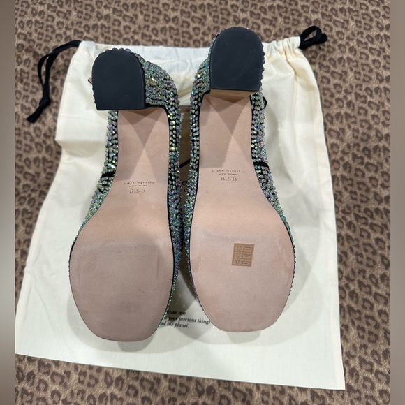 New!! 🔥KATE SPADE Gia Pave black Suede crystal embellished platform pumps - Picture 3 of 5